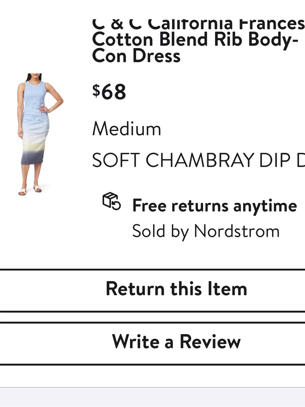 C&C California Cotton Blend Cotton Dress - M